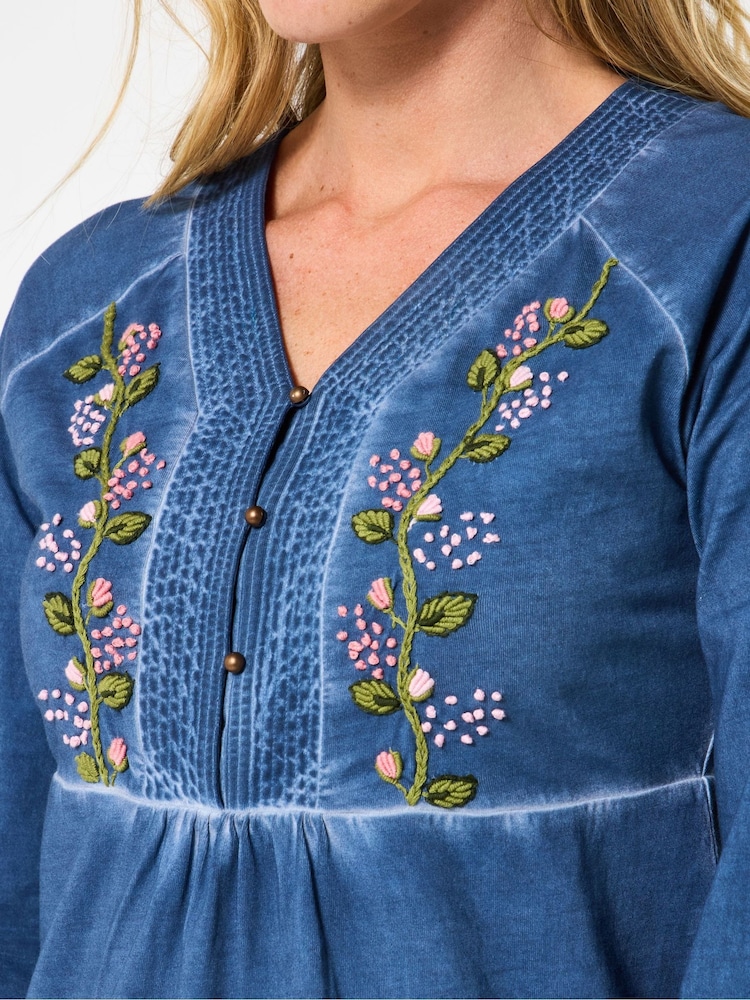 Joe Browns Blue Printed Henley blouse - Image 2 of 5 Joe Browns Blue Printed Henley blouse - Image 2 of 5