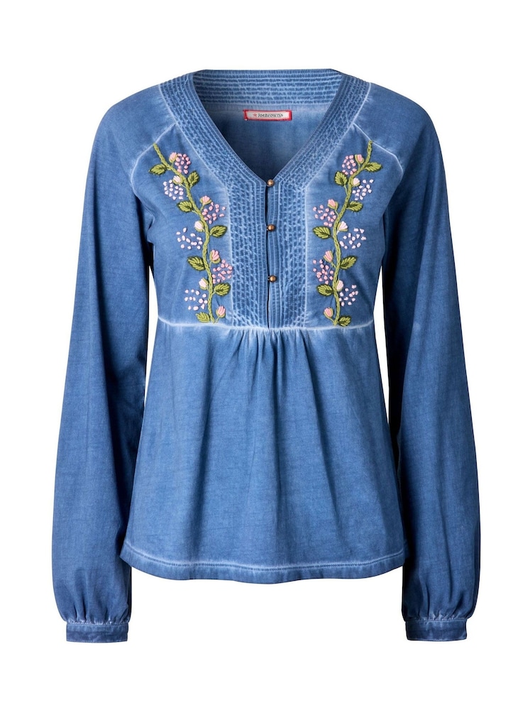 Joe Browns Blue Printed Henley blouse - Image 5 of 5 Joe Browns Blue Printed Henley blouse - Image 5 of 5
