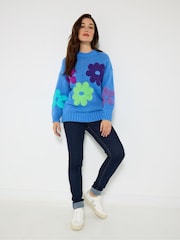 Joe Browns Blue Oversized Chunky Floral Jumper - Image 2 of 5