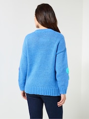 Joe Browns Blue Oversized Chunky Floral Jumper - Image 3 of 5