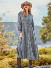 Joe Browns Grey Petite Embroidered Shirt Dress - Image 1 of 7