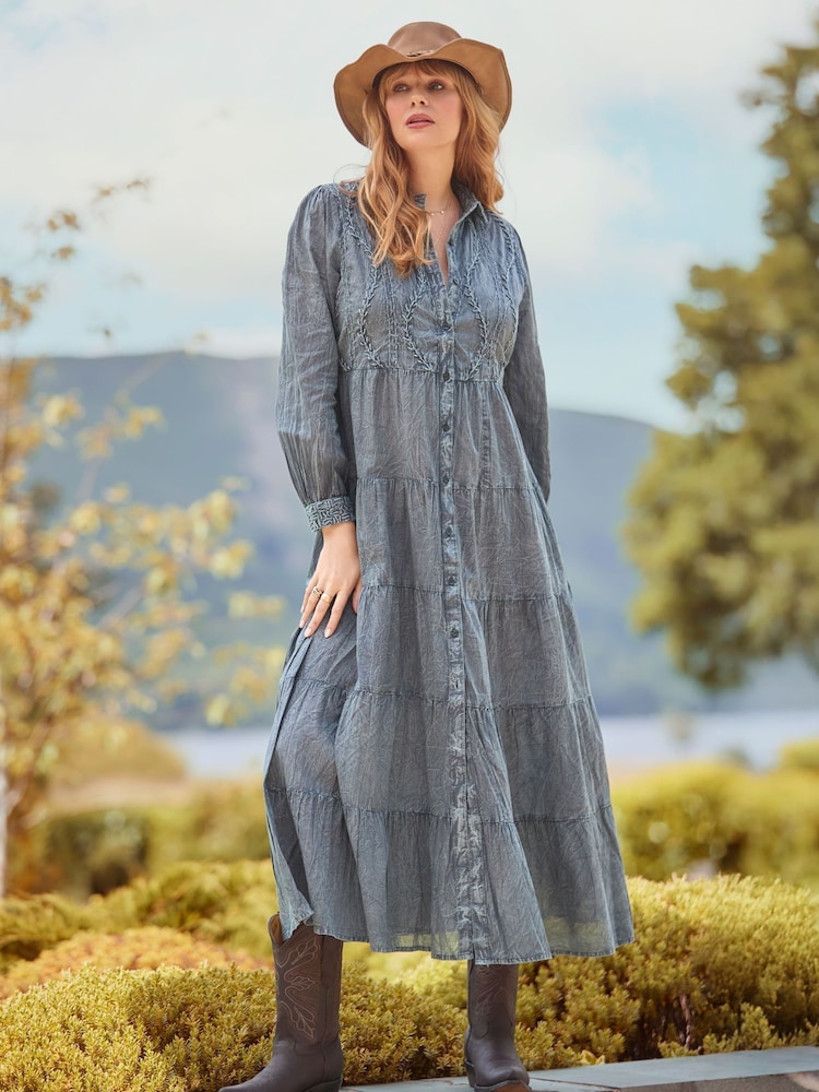 Joe Browns Grey Petite Embroidered Shirt Dress - Image 1 of 7