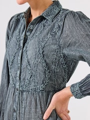 Joe Browns Grey Petite Embroidered Shirt Dress - Image 3 of 7