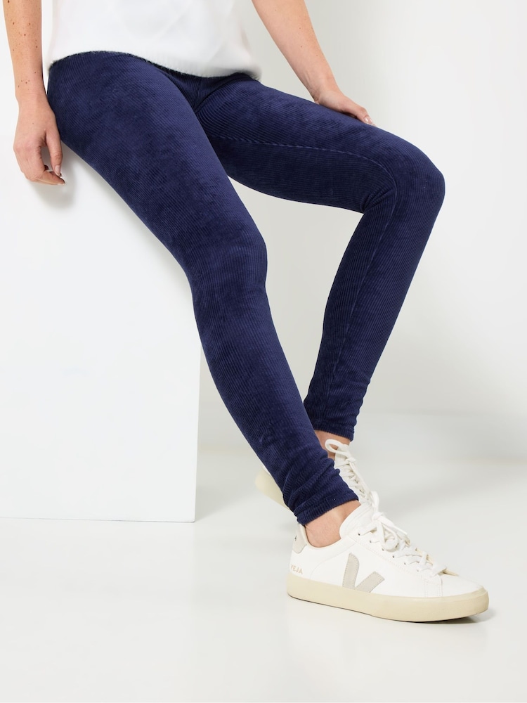 Joe Browns Blue Stretch Ribbed Velour Leggings - Image 1 of 5 Joe Browns Blue Stretch Ribbed Velour Leggings - Image 1 of 5