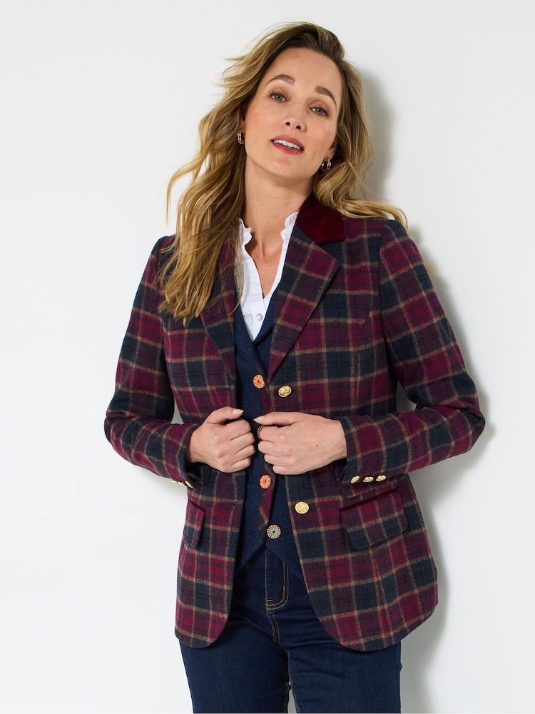 Joe Browns Blue Petite Heritage Check Blazer - Image 1 of 7 Joe Browns Blue Petite Heritage Check Blazer - Image 1 of 7