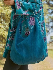 Joe Browns Blue Suede Fastened Boho Suede Bag - Image 2 of 5