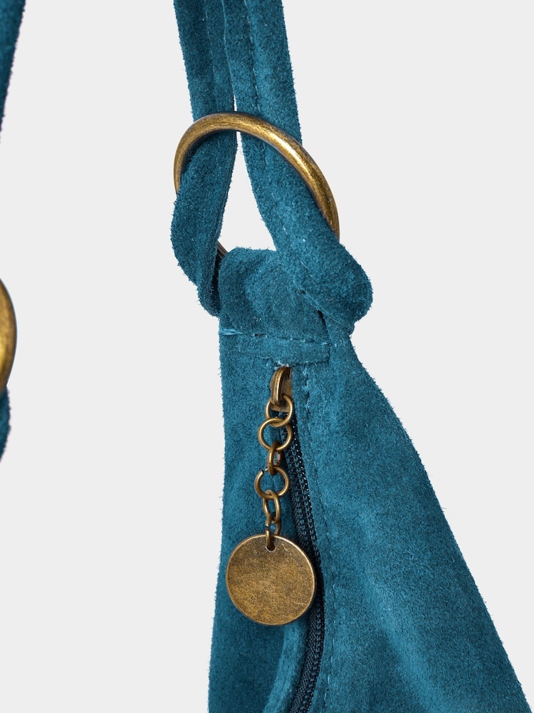 Joe Browns Blue Suede Fastened Boho Suede Bag - Image 5 of 5