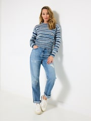 Joe Browns Blue Space-Dye Stripe Jumper - Image 1 of 5
