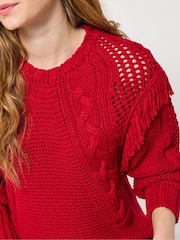 Joe Browns Red Cable Knit Jumper - Image 2 of 8