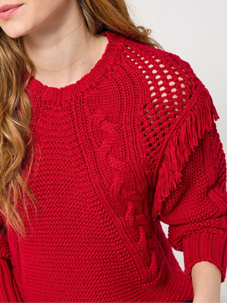 Joe Browns Red Cable Knit Jumper - Image 2 of 8 Joe Browns Red Cable Knit Jumper - Image 2 of 8