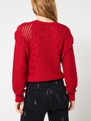 Joe Browns Red Cable Knit Jumper - Image 4 of 8