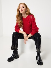 Joe Browns Red Cable Knit Jumper - Image 7 of 8