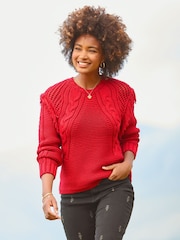 Joe Browns Red Cable Knit Jumper - Image 8 of 8