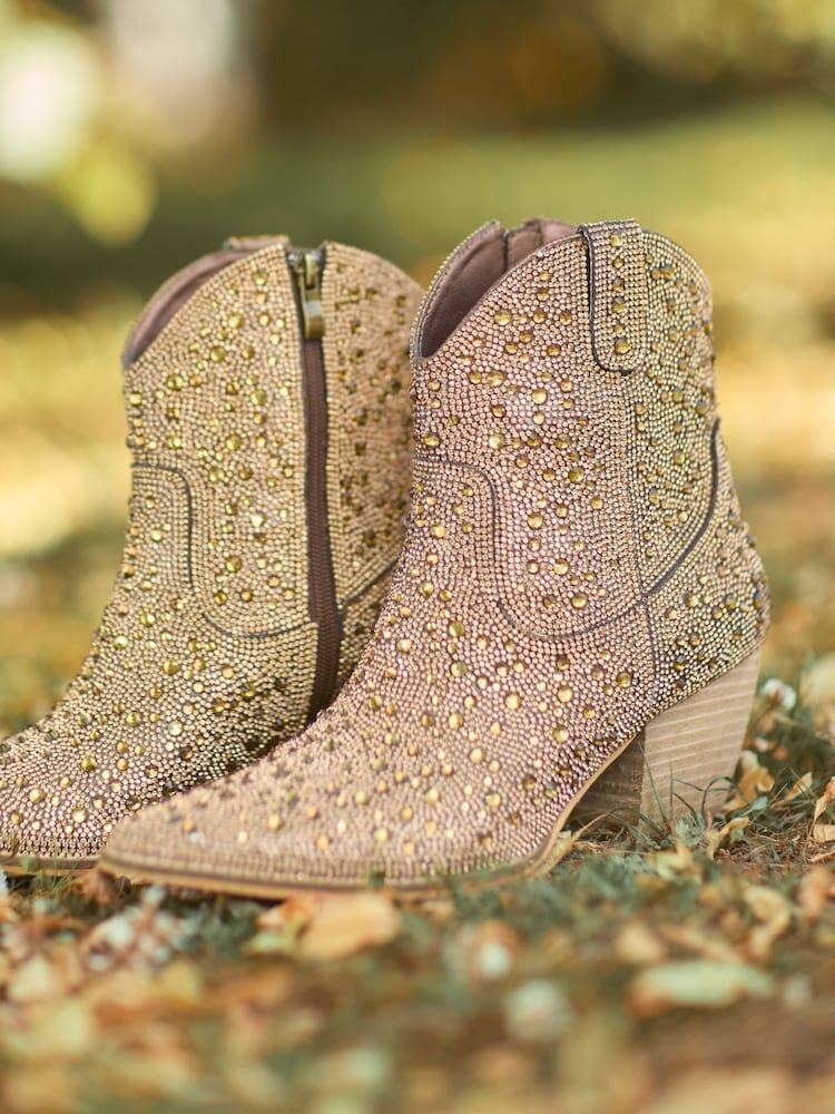 Joe Browns Gold Western Slip On Boots - Image 1 of 6