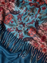 Joe Browns Blue Woodland Forest And Animal Print Scarf - Image 5 of 5