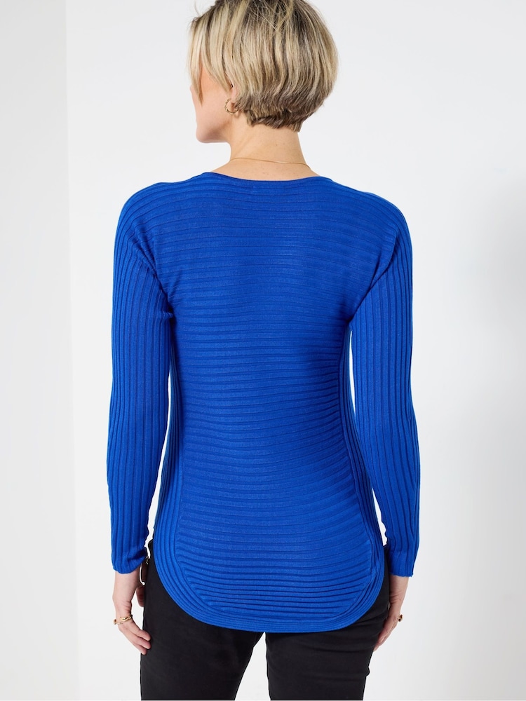 Joe Browns Blue Ribbed Jersey Zip Top - Image 2 of 5 Joe Browns Blue Ribbed Jersey Zip Top - Image 2 of 5