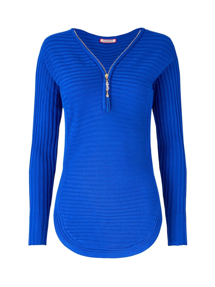 Joe Browns Blue Ribbed Jersey Zip Top - Image 5 of 5 Joe Browns Blue Ribbed Jersey Zip Top - Image 5 of 5