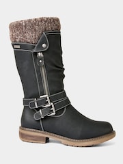 Joe Browns Black Strap And Zip Detail Tan Long Boots - Image 3 of 7