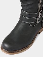 Joe Browns Black Strap And Zip Detail Tan Long Boots - Image 6 of 7