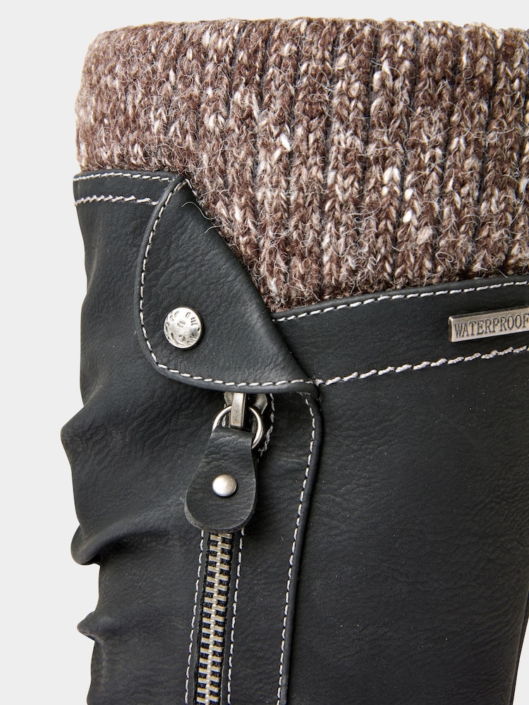Joe Browns Black Strap And Zip Detail Tan Long Boots - Image 7 of 7 Joe Browns Black Strap And Zip Detail Tan Long Boots - Image 7 of 7
