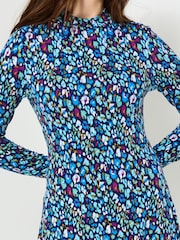 Joe Browns Blue Printed High Neck Mini Dress - Image 4 of 5