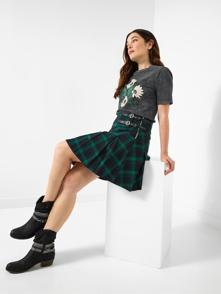 Joe Browns Green Tartan Pleated Mini Skirt - Image 1 of 5 Joe Browns Green Tartan Pleated Mini Skirt - Image 1 of 5