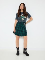Joe Browns Green Tartan Pleated Mini Skirt - Image 2 of 5