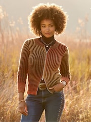 Joe Browns Orange Ribbed Zip Up Cardigan - Image 1 of 7