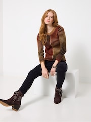 Joe Browns Orange Ribbed Zip Up Cardigan - Image 2 of 7