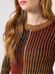 Joe Browns Orange Ribbed Zip Up Cardigan - Image 3 of 7