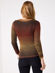 Joe Browns Orange Ribbed Zip Up Cardigan - Image 4 of 7