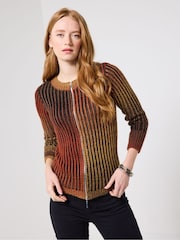 Joe Browns Orange Ribbed Zip Up Cardigan - Image 5 of 7