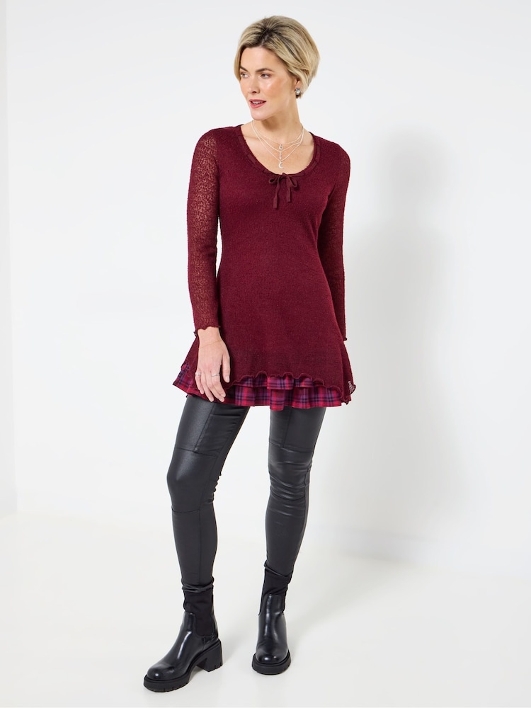 Joe Browns Red Tie Neck Flared Tunic - Image 2 of 5