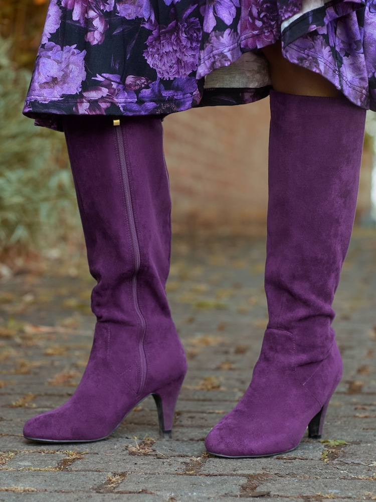 Joe Browns Purple Ruche Detail Deep Long Boots - Image 1 of 6 Joe Browns Purple Ruche Detail Deep Long Boots - Image 1 of 6