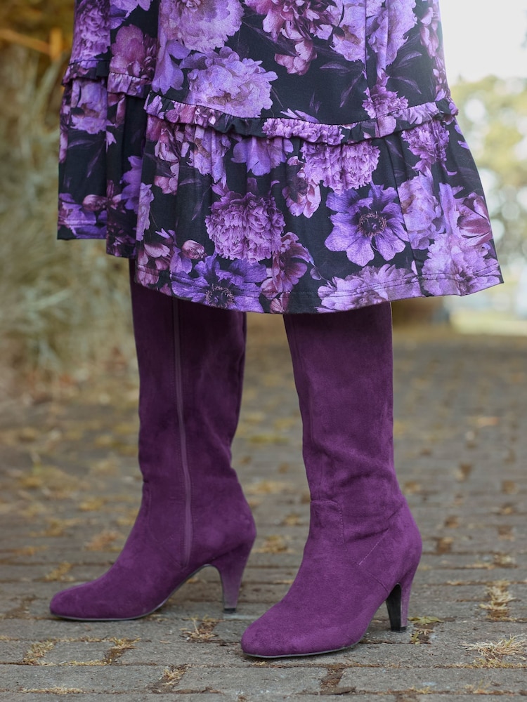 Joe Browns Purple Ruche Detail Deep Long Boots - Image 2 of 6 Joe Browns Purple Ruche Detail Deep Long Boots - Image 2 of 6