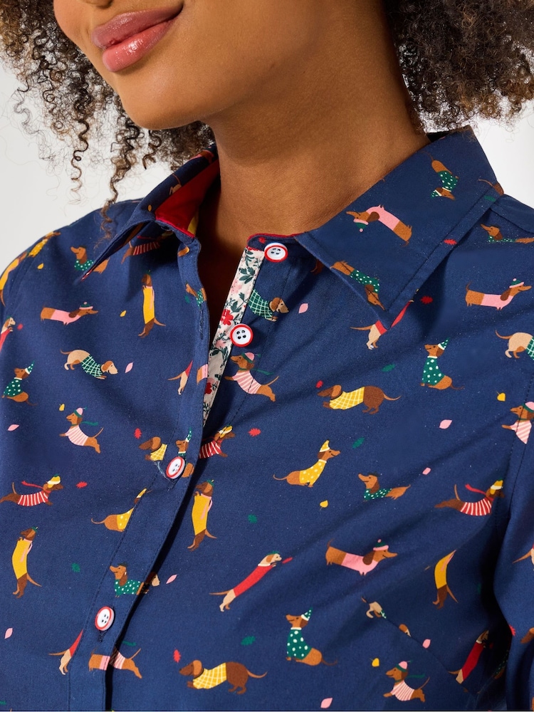 Joe Browns Blue Sausage Dog Shirt - Image 2 of 7