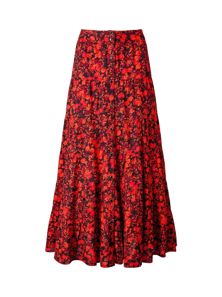 Joe Browns Orange Tiered Floral Maxi Skirt - Image 5 of 5