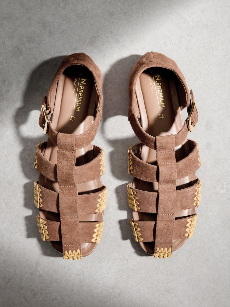 Camel N.Premium Leather Fisherman Flat Shoes - Image 1 of 6