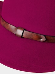 Joe Browns Red Wool Fedora Hat with Brown Pleather Brim - Image 2 of 2