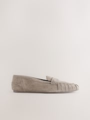 Khaki Green Forever Comfort® Suede Leather Ruched Loafers - Image 7 of 9