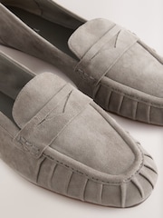 Khaki Green Forever Comfort® Suede Leather Ruched Loafers - Image 8 of 9