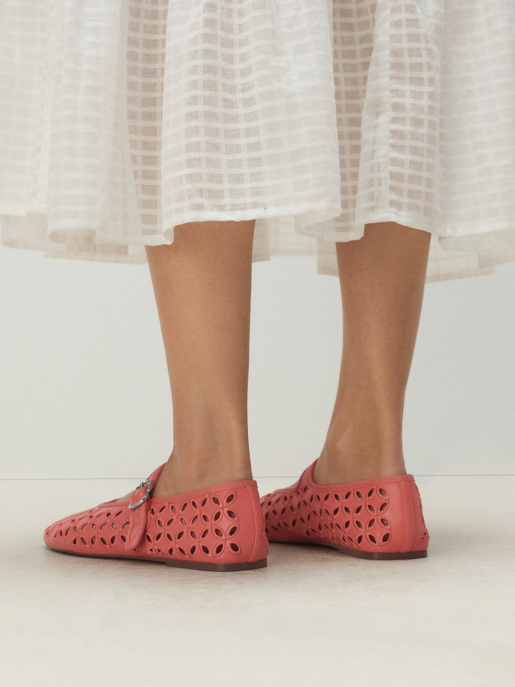 Buy Coral Pink Standard Fit Forever Comfort® Broderie Mary Janes