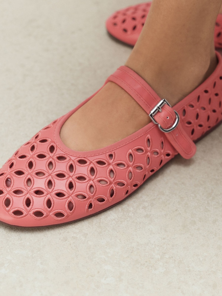 Buy Coral Pink Forever Comfort Broderie Mary Jane Flats from Next Jordan