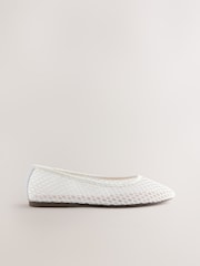 White Forever Comfort® Round Toe Mesh Ballerina Flats - Image 1 of 5