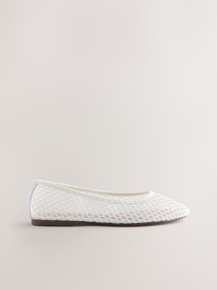 White Forever Comfort® Round Toe Mesh Ballerina Flats - Image 1 of 5