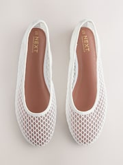 White Forever Comfort® Round Toe Mesh Ballerina Flats - Image 2 of 5