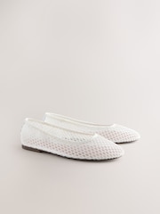 Alb - Forever Comfort® Round Toe Mesh Ballerina Flats - Imaginea 7 din 10