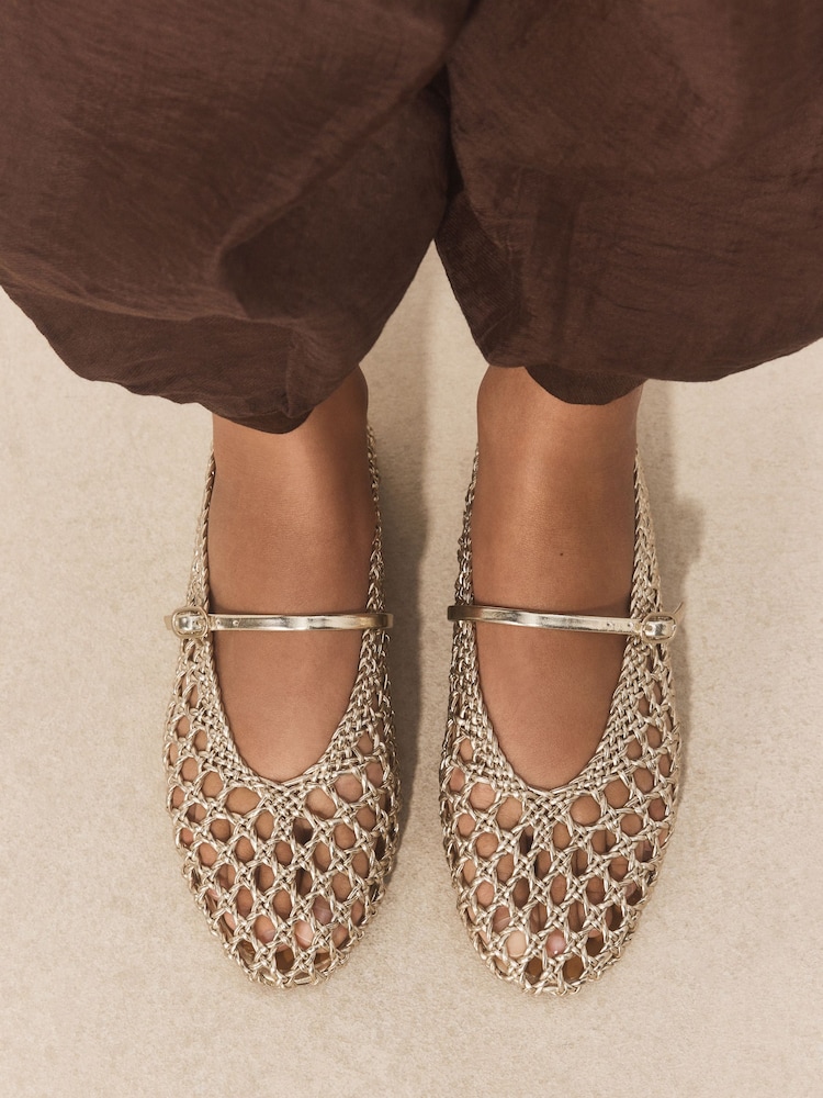 金色 - Forever Comfort® Flower Weave Maryjane Shoes - 圖片 1/5