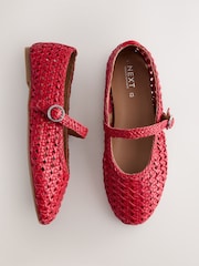Red Forever Comfort® Leather Weave Mary Jane Flats - Image 1 of 10