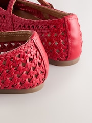 Red Forever Comfort® Leather Weave Mary Jane Flats - Image 10 of 10